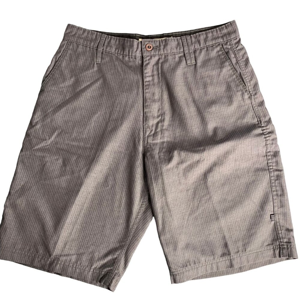 Rare Hot Tuna Skate Cargo Shorts 34 Grey Striped Button Zip Pockets Belt Loops